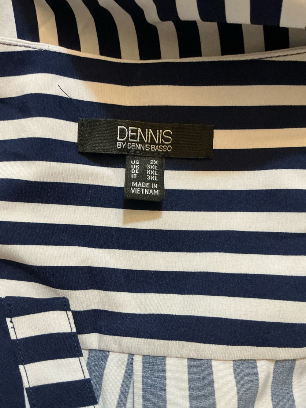 Dennis by Dennis Basso Striped Button Up Tunic Shirt Navy White Plus Size 2X - Picture 10 of 10